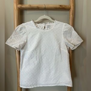 J. Crew White Eyelet Top